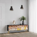 COLORFUL STRINGS Móvel de TV com 3 Portas em Acabamento Preto