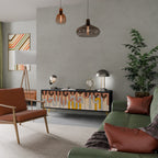 COLORFUL STRINGS Móvel de TV com 3 Portas em Acabamento Preto