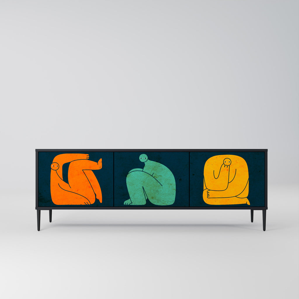 TOGETHER BUT SEPARATELY 3-Door TV Stand in Black Finish