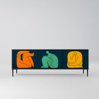 TOGETHER BUT SEPARATELY 3-Door TV Stand in Black Finish