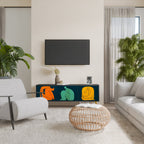 TOGETHER BUT SEPARATELY 3-Door TV Stand in Black Finish