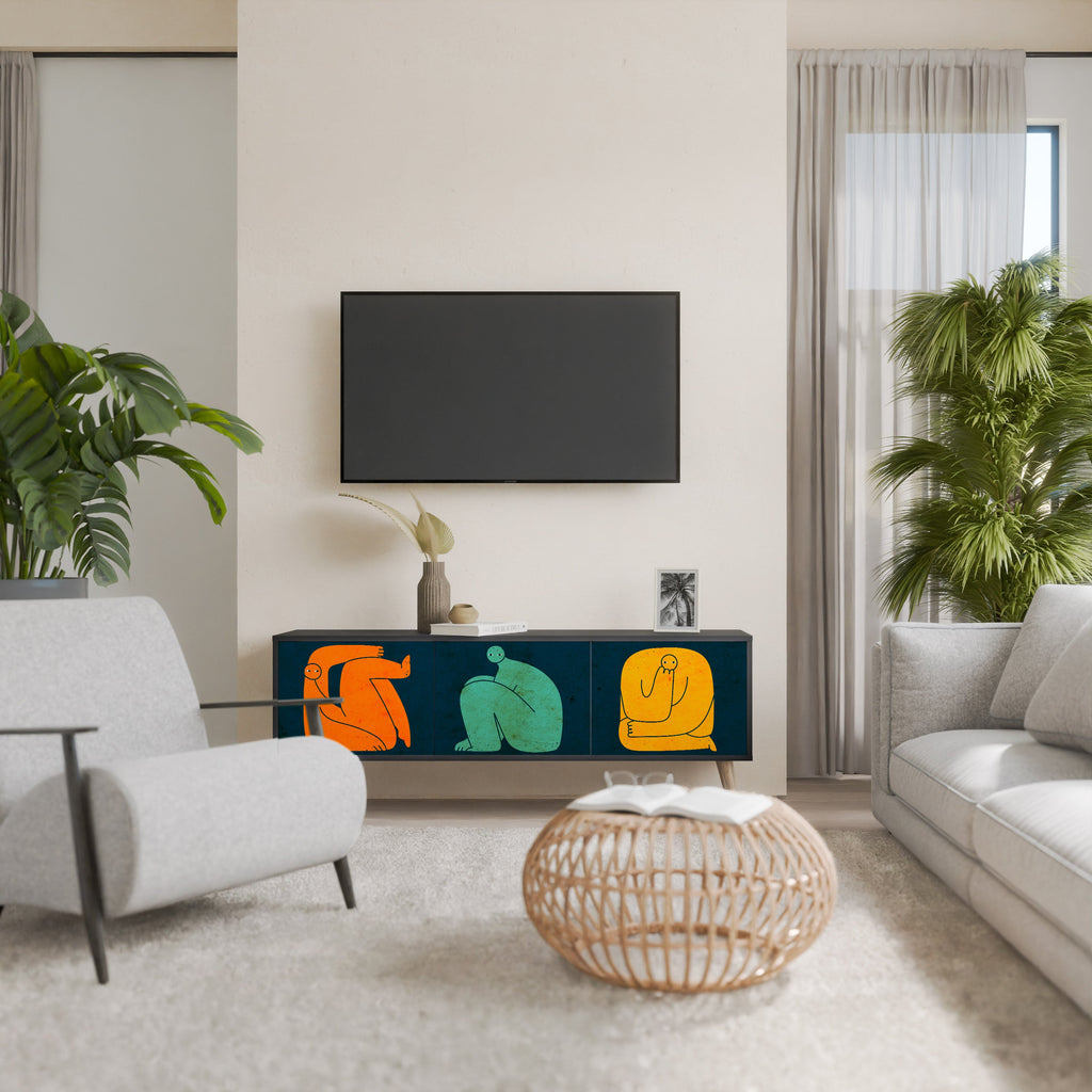 TOGETHER BUT SEPARATELY 3-Door TV Stand in Black Finish