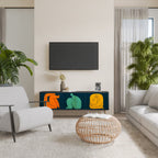 TOGETHER BUT SEPARATELY 3-Door TV Stand in Black Finish