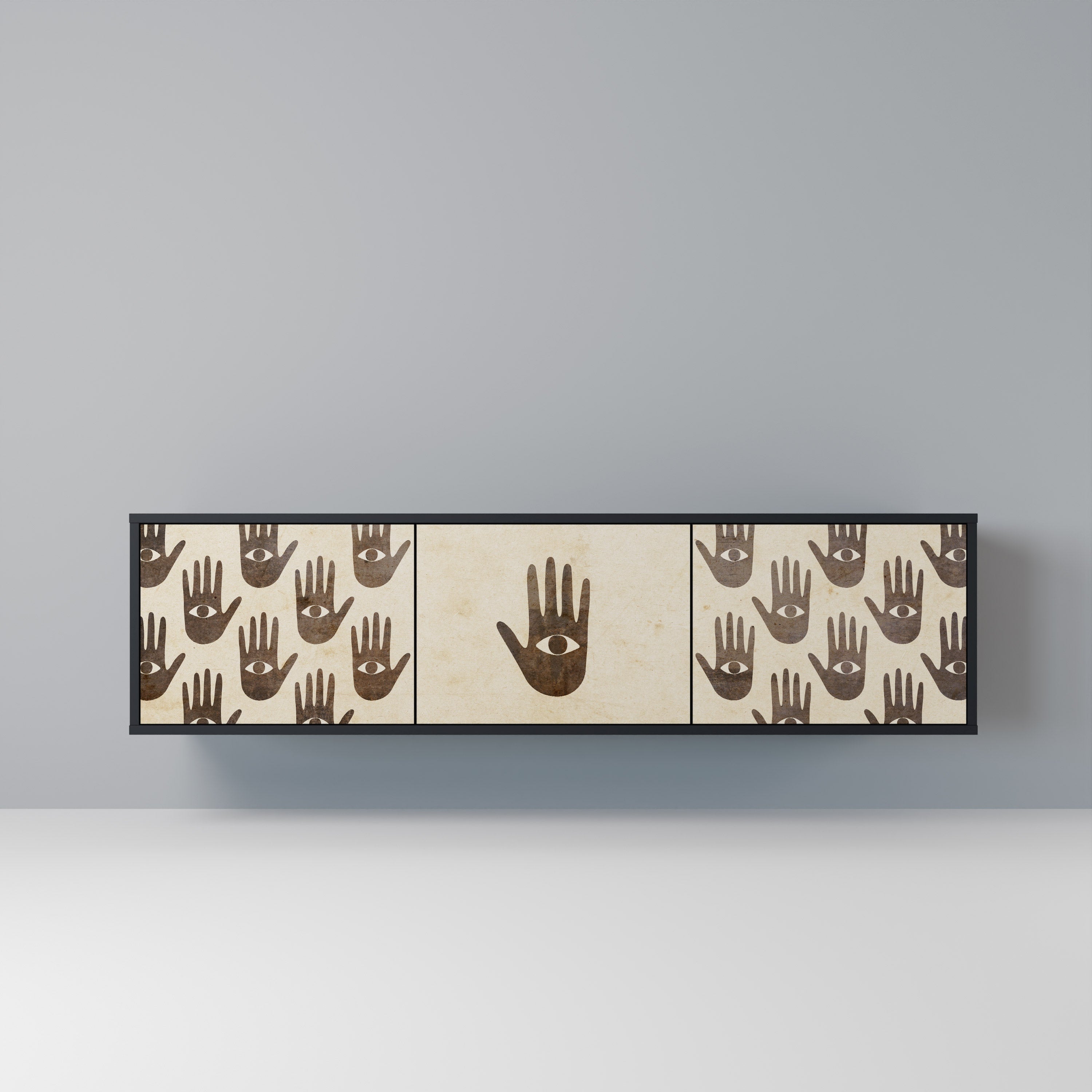 SEE MORE Móvel de TV com 3 Portas em Acabamento Preto