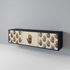 SEE MORE 3-Door TV Stand in Black Finish