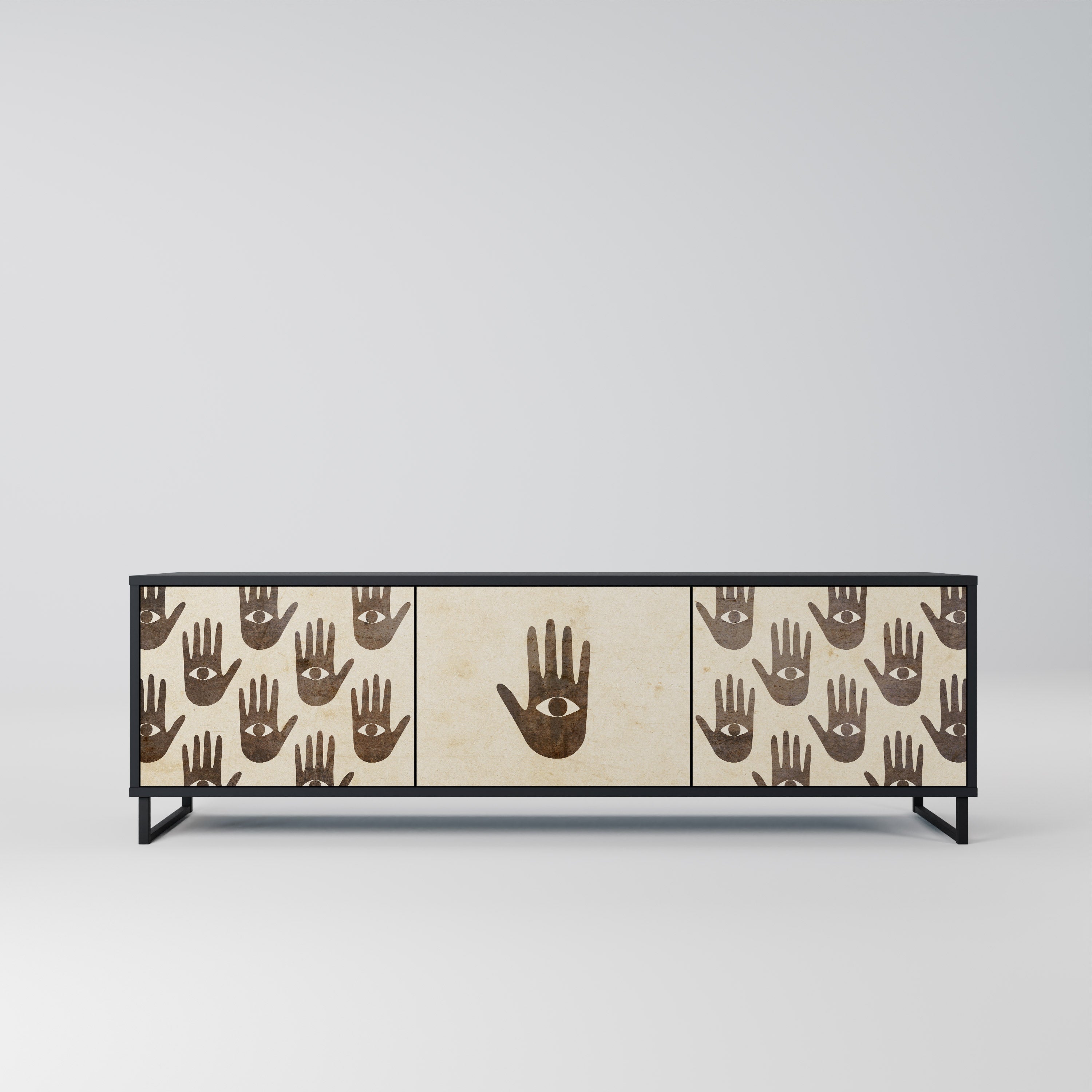 SEE MORE Móvel de TV com 3 Portas em Acabamento Preto