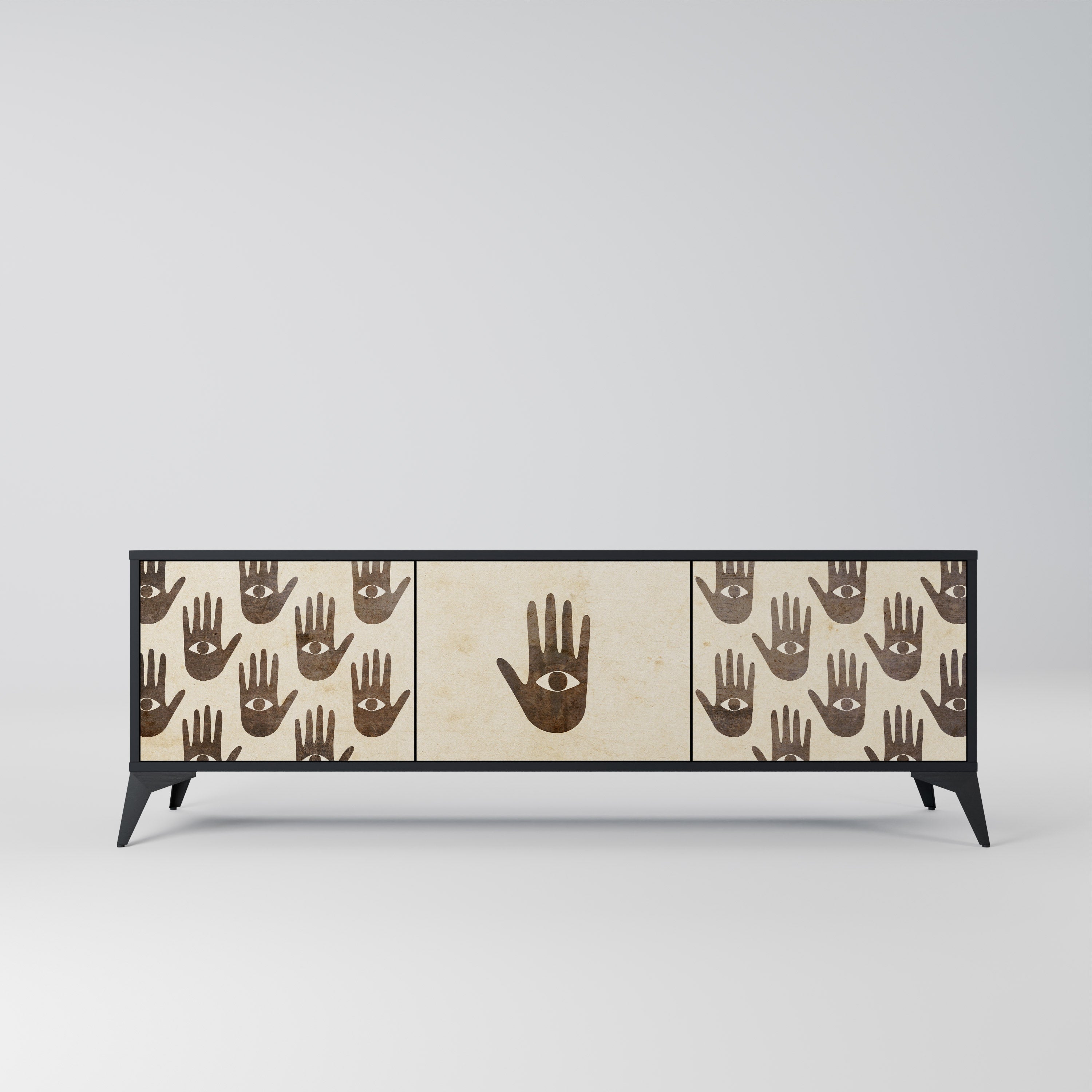 SEE MORE Móvel de TV com 3 Portas em Acabamento Preto