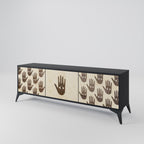 SEE MORE 3-Door TV Stand in Black Finish