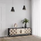 SEE MORE 3-Door TV Stand in Black Finish