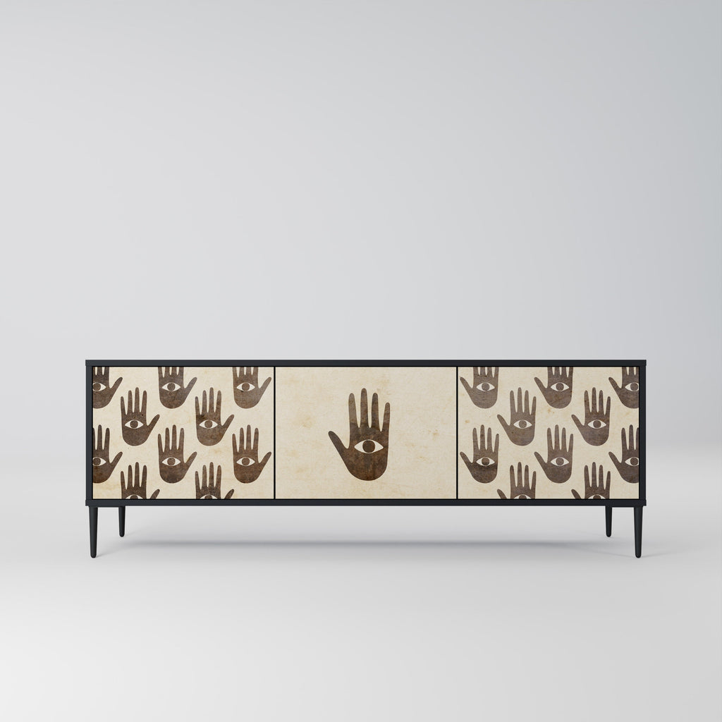 SEE MORE 3-Door TV Stand in Black Finish