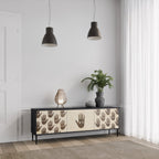 SEE MORE 3-Door TV Stand in Black Finish