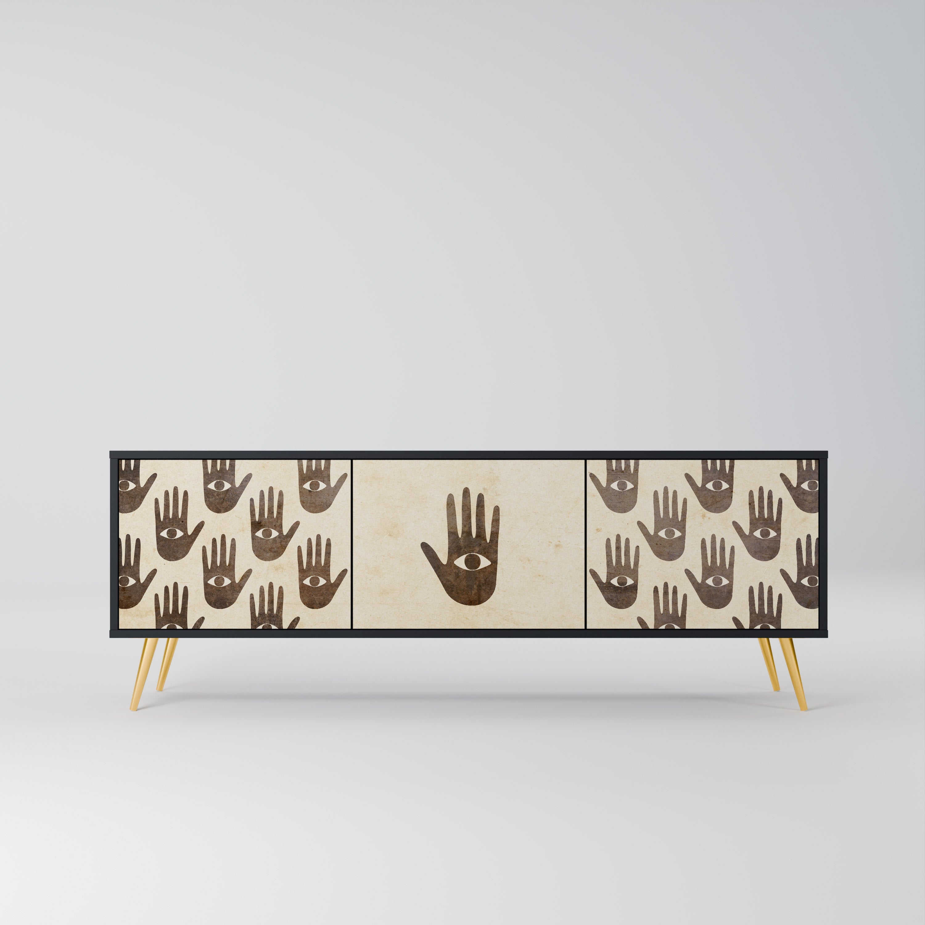 SEE MORE Móvel de TV com 3 Portas em Acabamento Preto