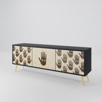 SEE MORE 3-Door TV Stand in Black Finish