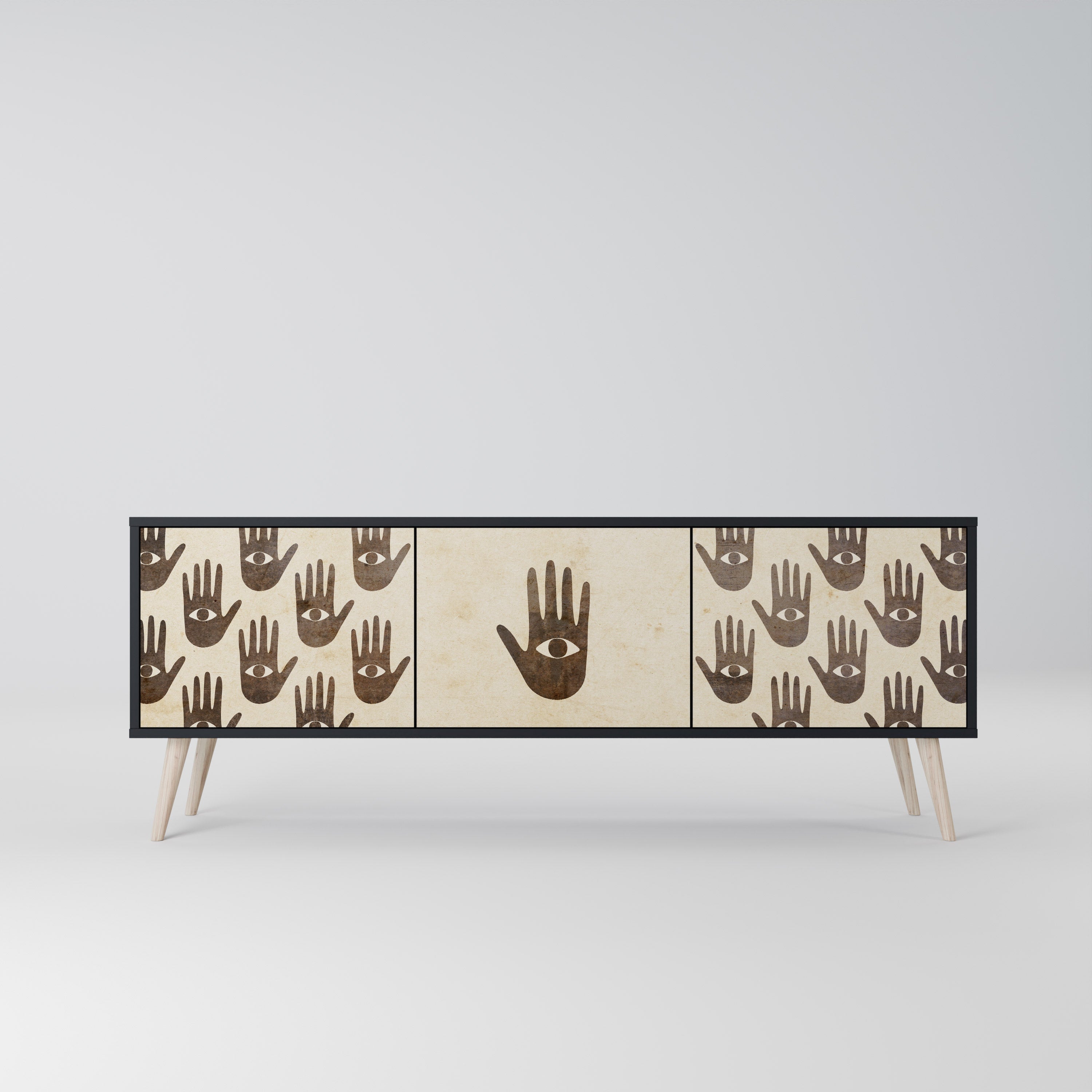 SEE MORE Móvel de TV com 3 Portas em Acabamento Preto