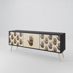 SEE MORE 3-Door TV Stand in Black Finish