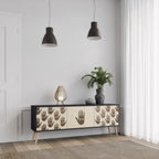 SEE MORE 3-Door TV Stand in Black Finish