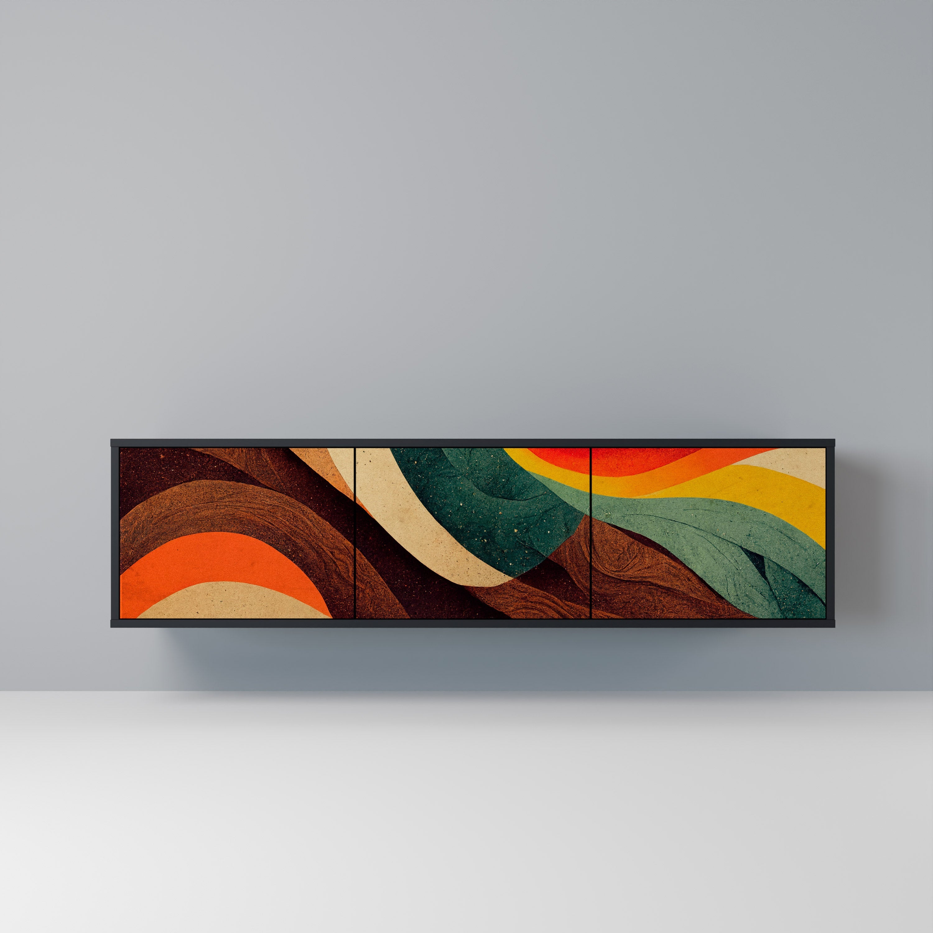 COLORFUL STRANDS Móvel de TV com 3 Portas em Acabamento Preto