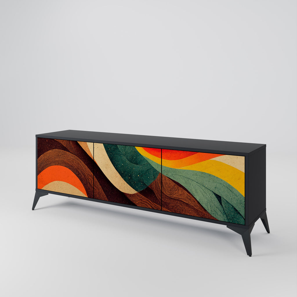 COLORFUL STRANDS Móvel de TV com 3 Portas em Acabamento Preto