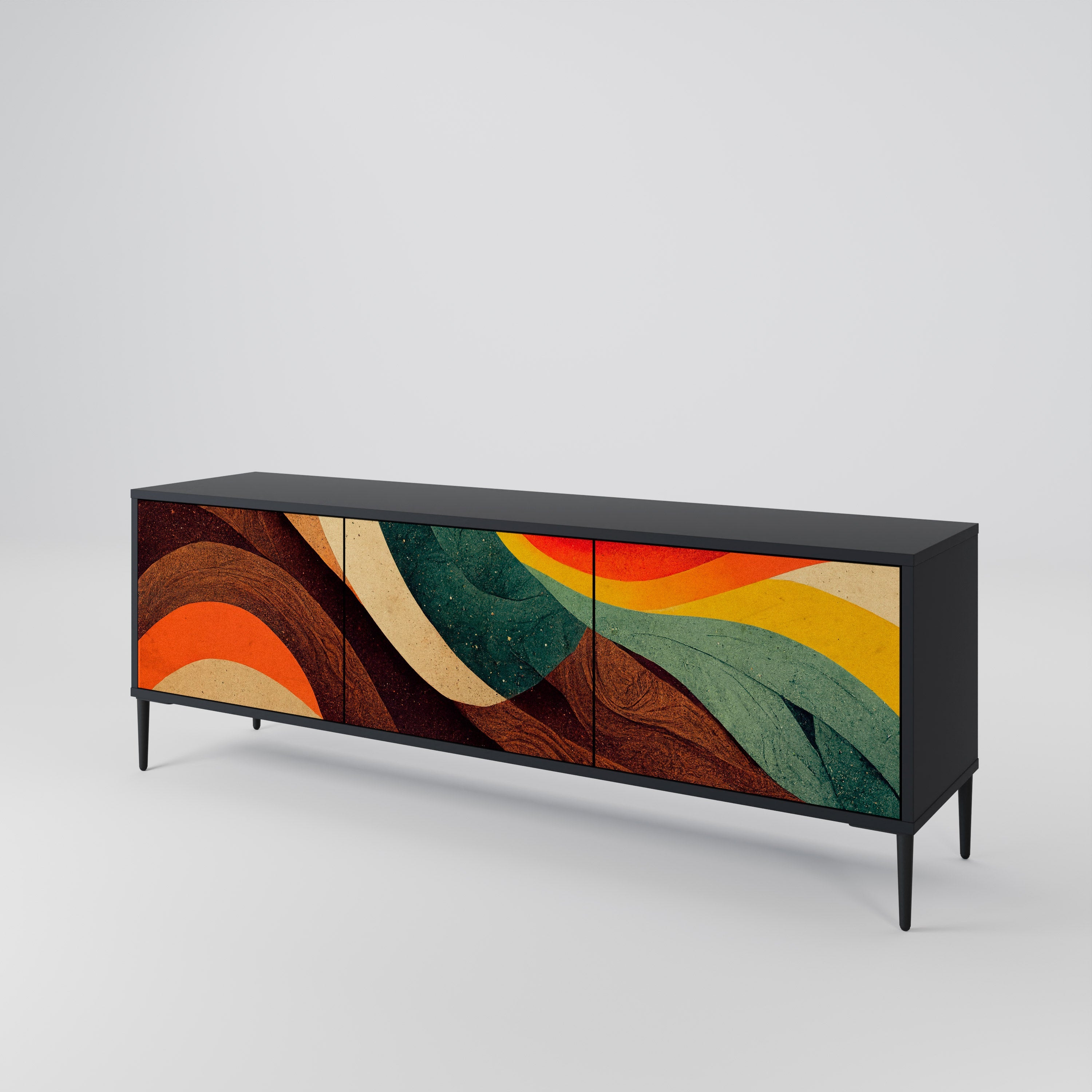 COLORFUL STRANDS Móvel de TV com 3 Portas em Acabamento Preto