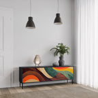 COLORFUL STRANDS Móvel de TV com 3 Portas em Acabamento Preto