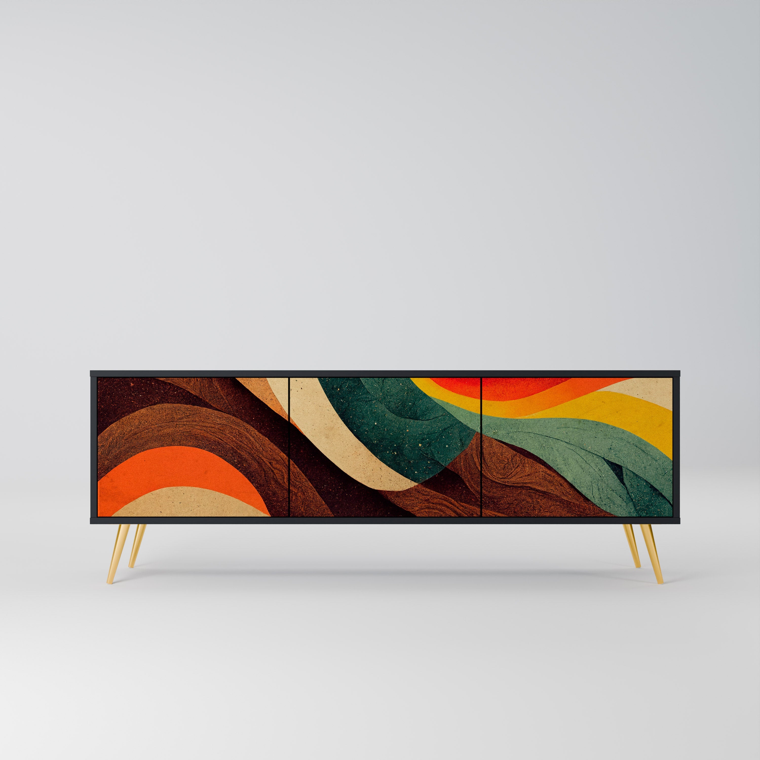 COLORFUL STRANDS Móvel de TV com 3 Portas em Acabamento Preto