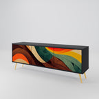 COLORFUL STRANDS Móvel de TV com 3 Portas em Acabamento Preto