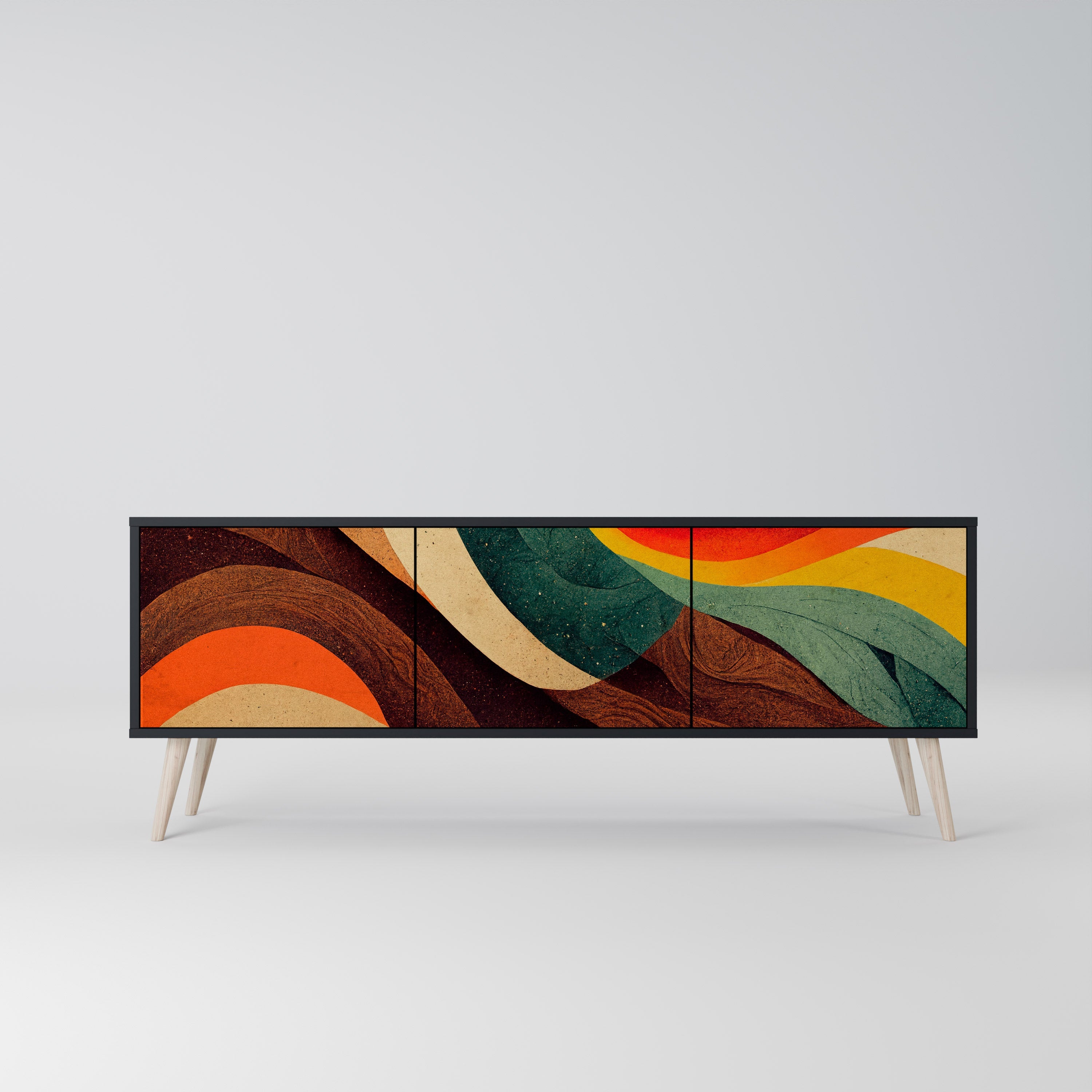 COLORFUL STRANDS Móvel de TV com 3 Portas em Acabamento Preto