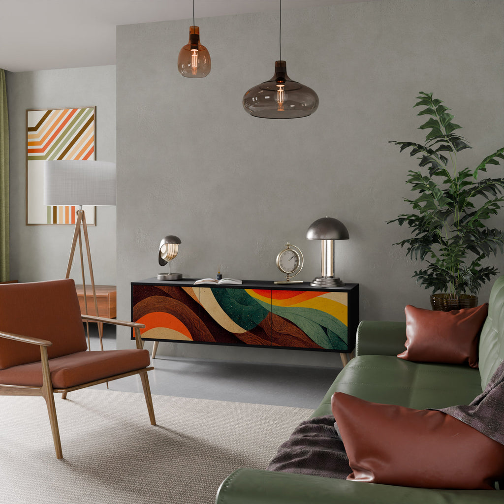 COLORFUL STRANDS Móvel de TV com 3 Portas em Acabamento Preto