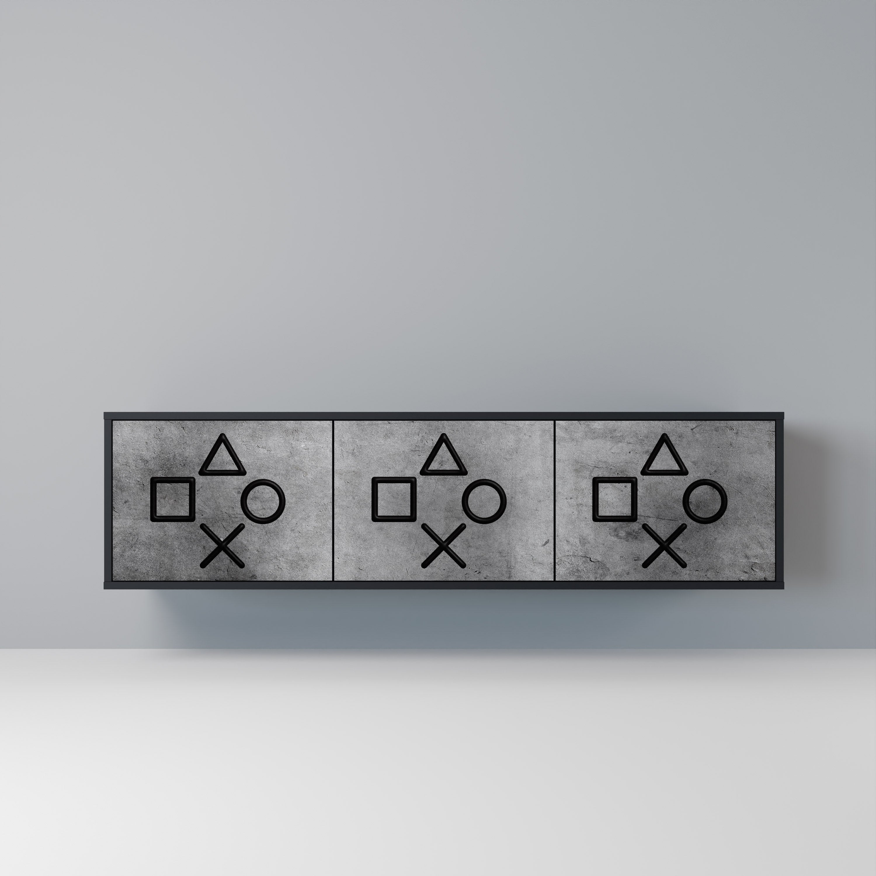 GAMER CHOICE Móvel de TV com 3 Portas em Acabamento Preto