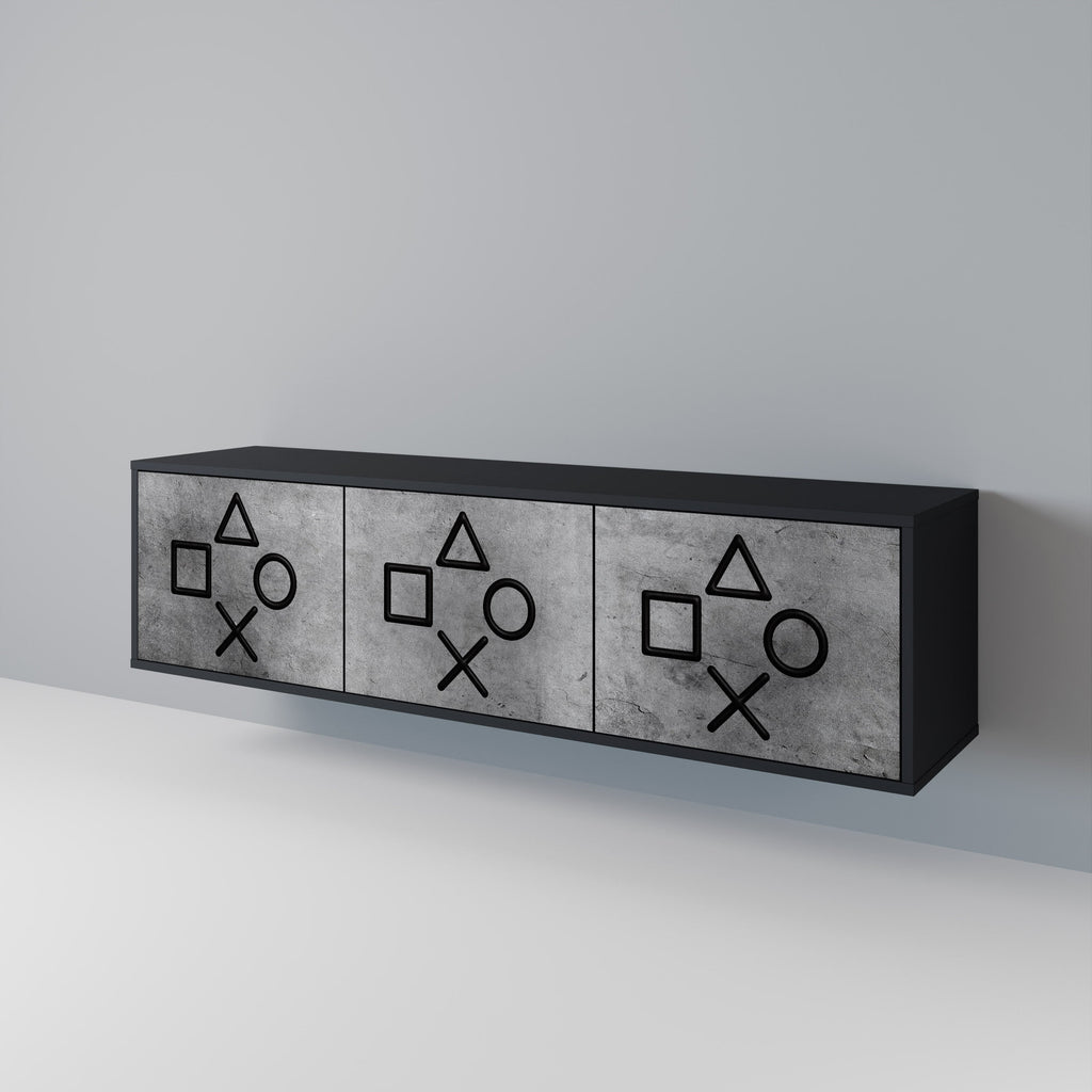 GAMER CHOICE Móvel de TV com 3 Portas em Acabamento Preto