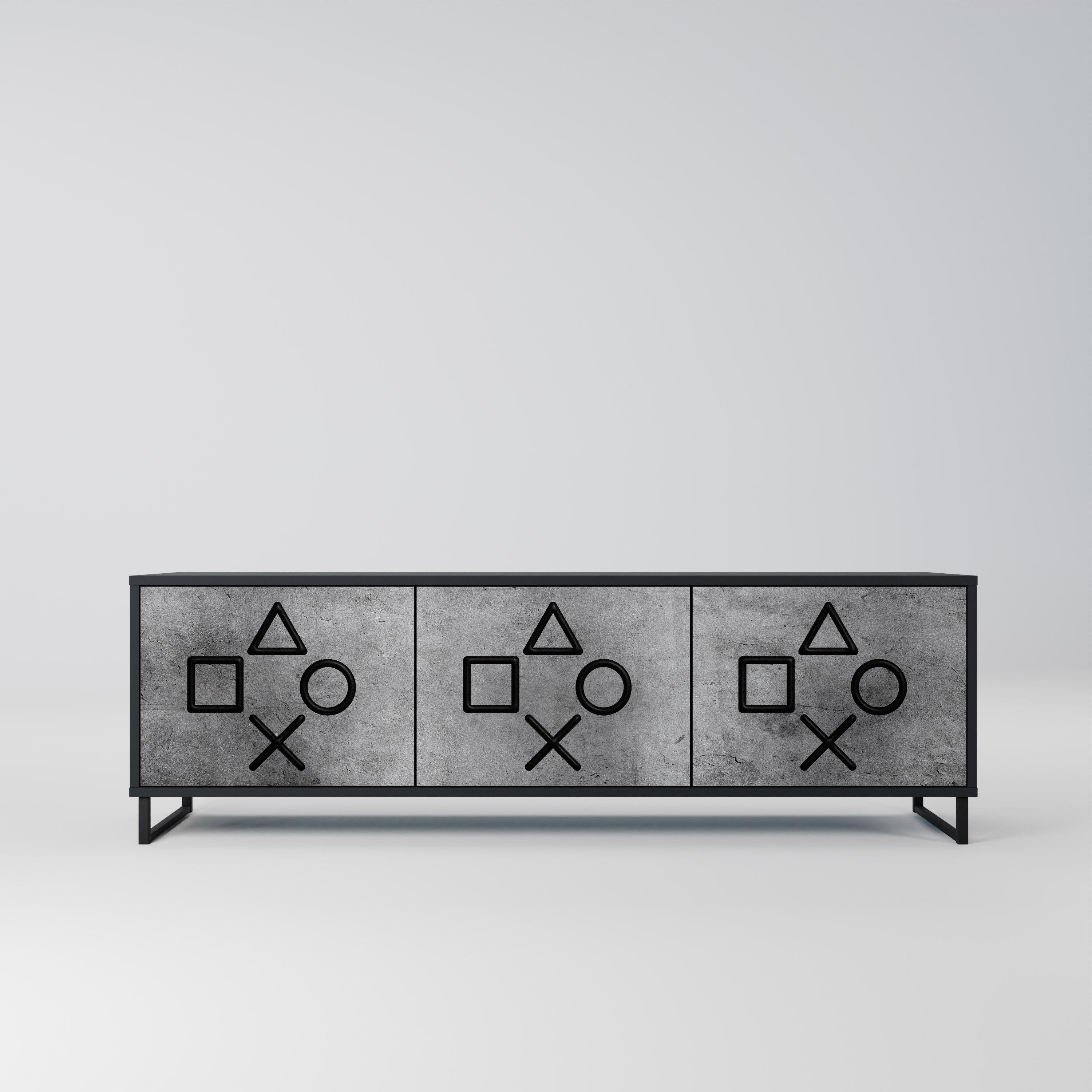 GAMER CHOICE Móvel de TV com 3 Portas em Acabamento Preto