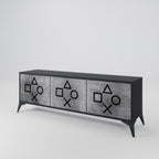 GAMER CHOICE Móvel de TV com 3 Portas em Acabamento Preto