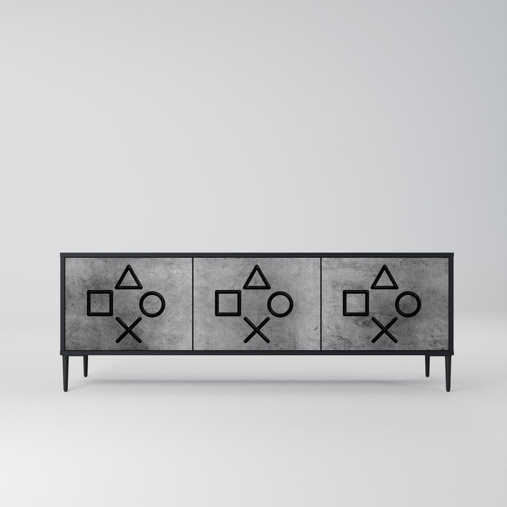 GAMER CHOICE Móvel de TV com 3 Portas em Acabamento Preto