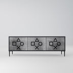 GAMER CHOICE Móvel de TV com 3 Portas em Acabamento Preto