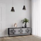 GAMER CHOICE Móvel de TV com 3 Portas em Acabamento Preto