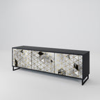 ASHEN ARIA Móvel de TV com 3 Portas em Acabamento Preto