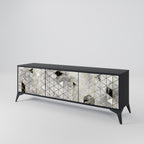 ASHEN ARIA Móvel de TV com 3 Portas em Acabamento Preto