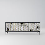 ASHEN ARIA Móvel de TV com 3 Portas em Acabamento Preto