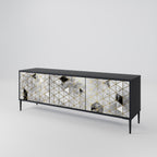 ASHEN ARIA Móvel de TV com 3 Portas em Acabamento Preto