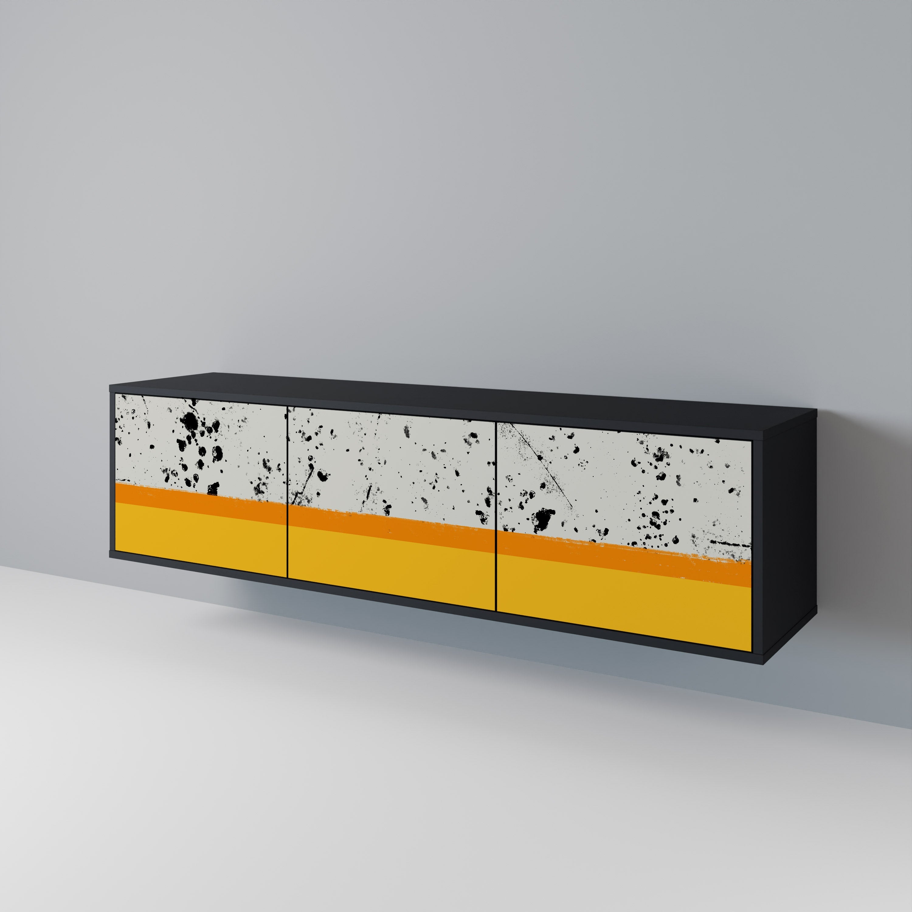 DYED BY ORANGE Móvel de TV com 3 Portas em Acabamento Preto