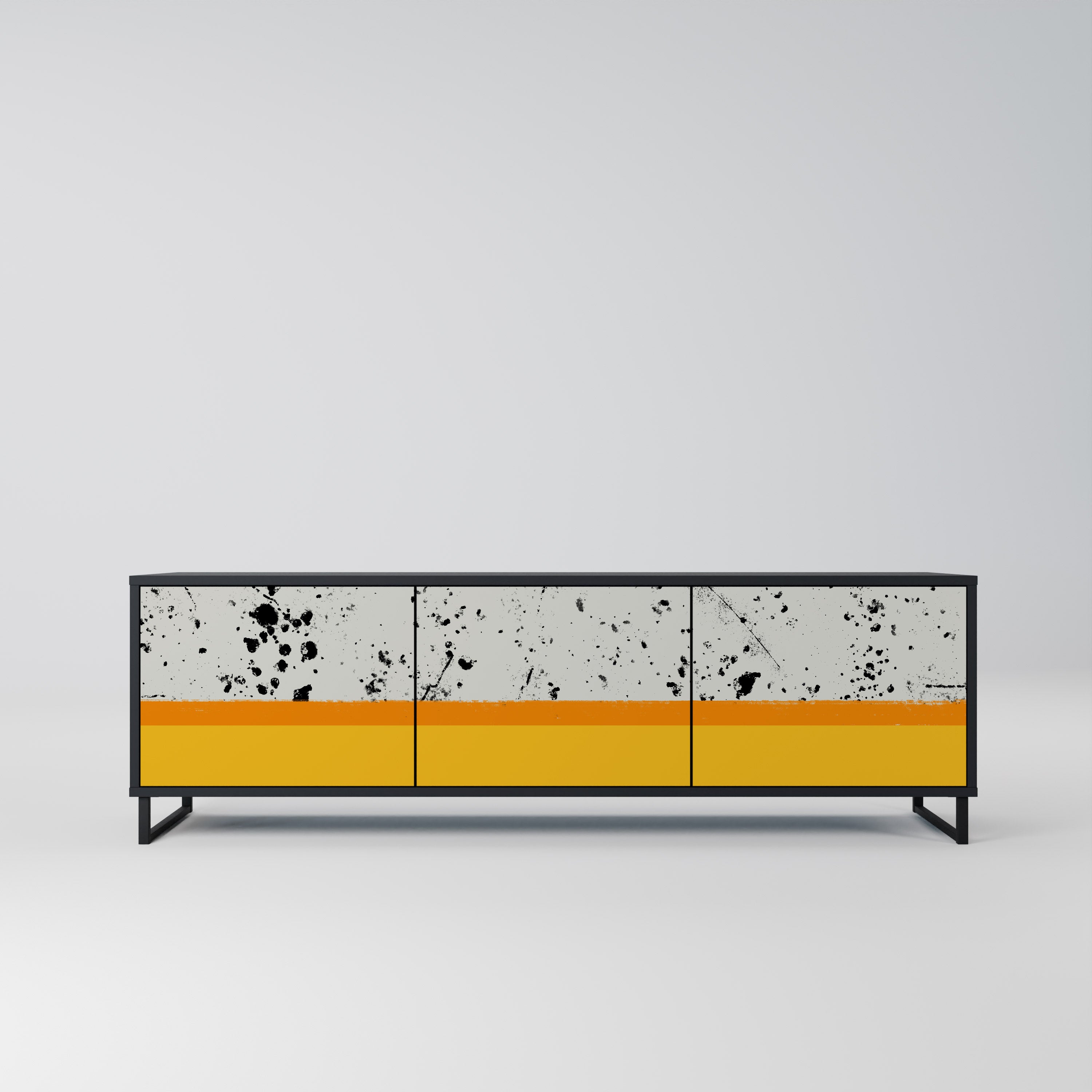 DYED BY ORANGE Móvel de TV com 3 Portas em Acabamento Preto