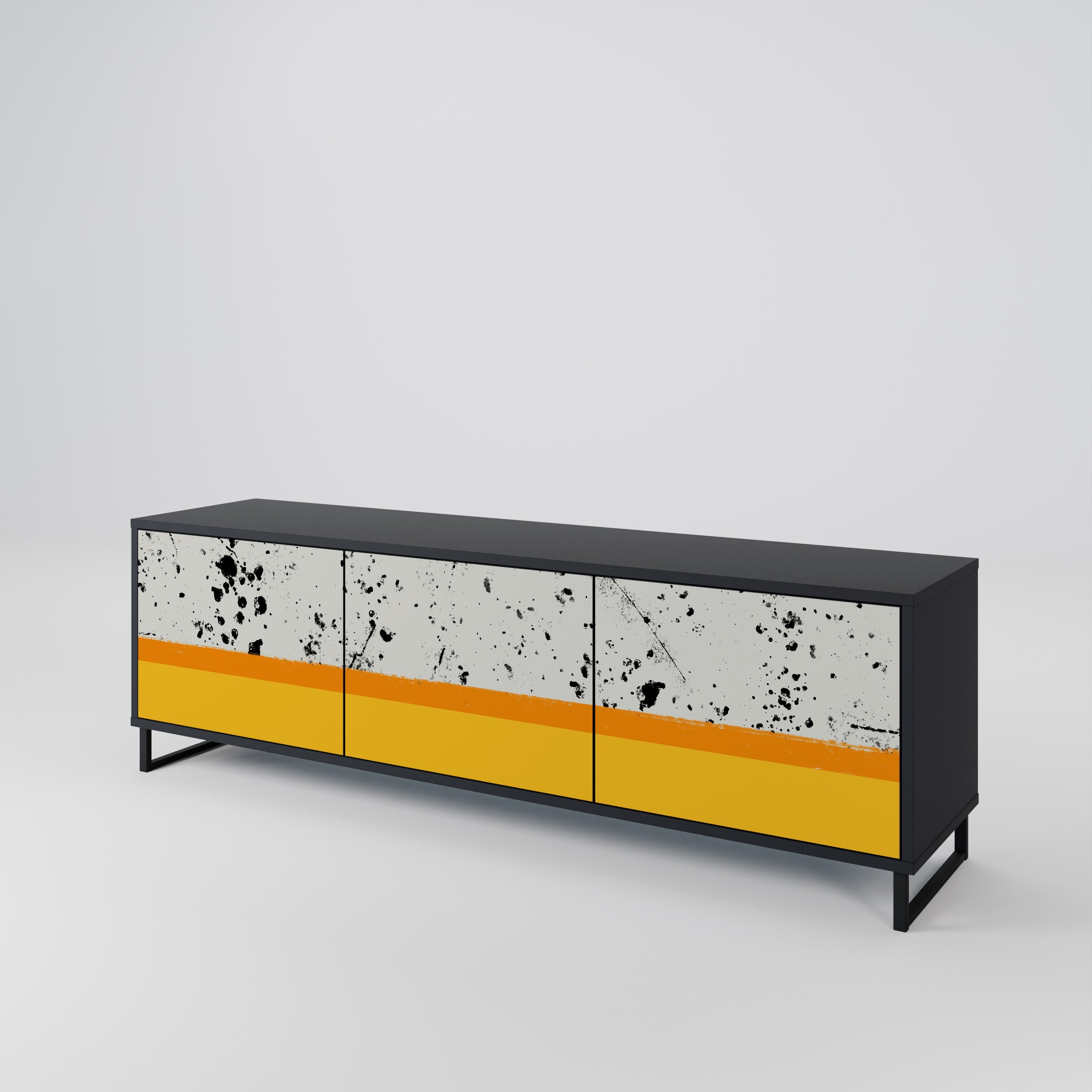 DYED BY ORANGE Móvel de TV com 3 Portas em Acabamento Preto