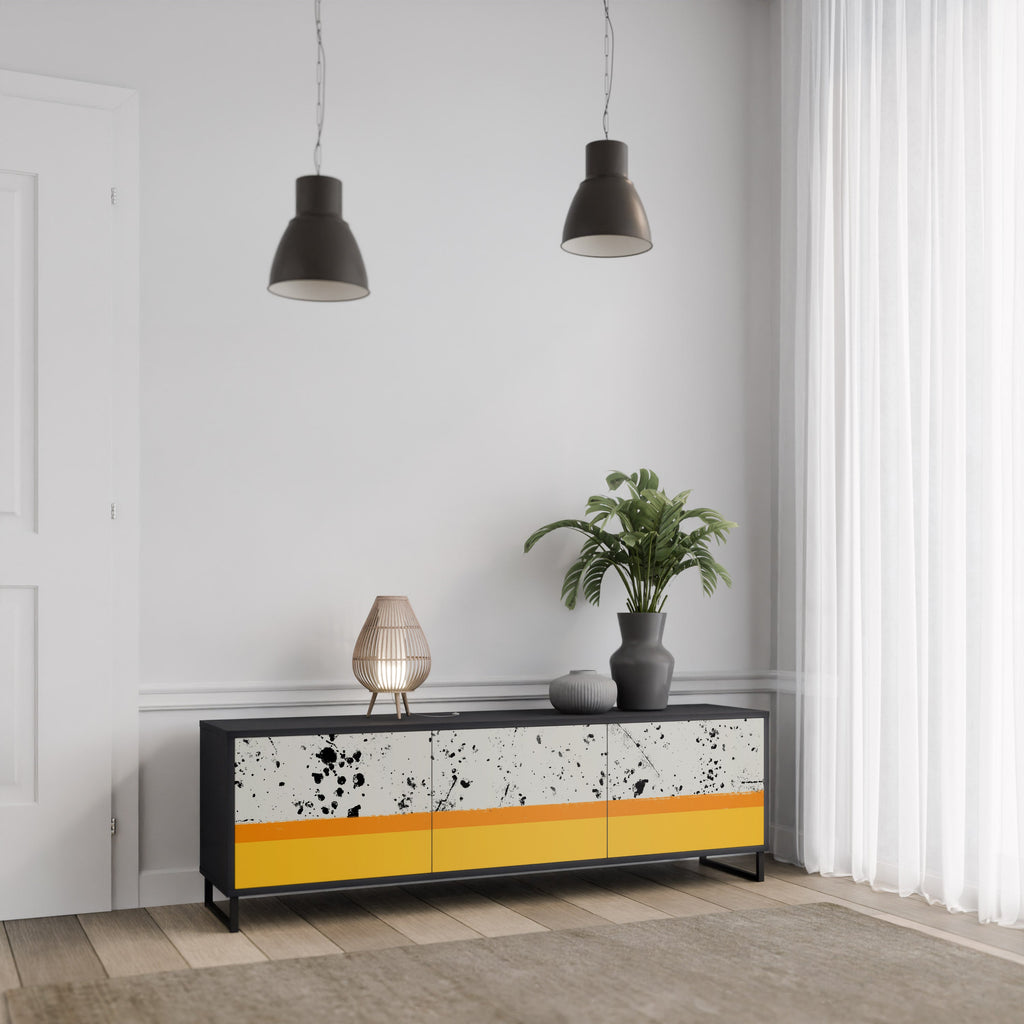 DYED BY ORANGE Móvel de TV com 3 Portas em Acabamento Preto