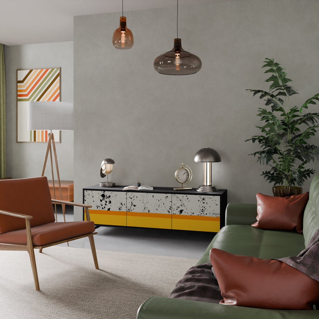 DYED BY ORANGE Móvel de TV com 3 Portas em Acabamento Preto