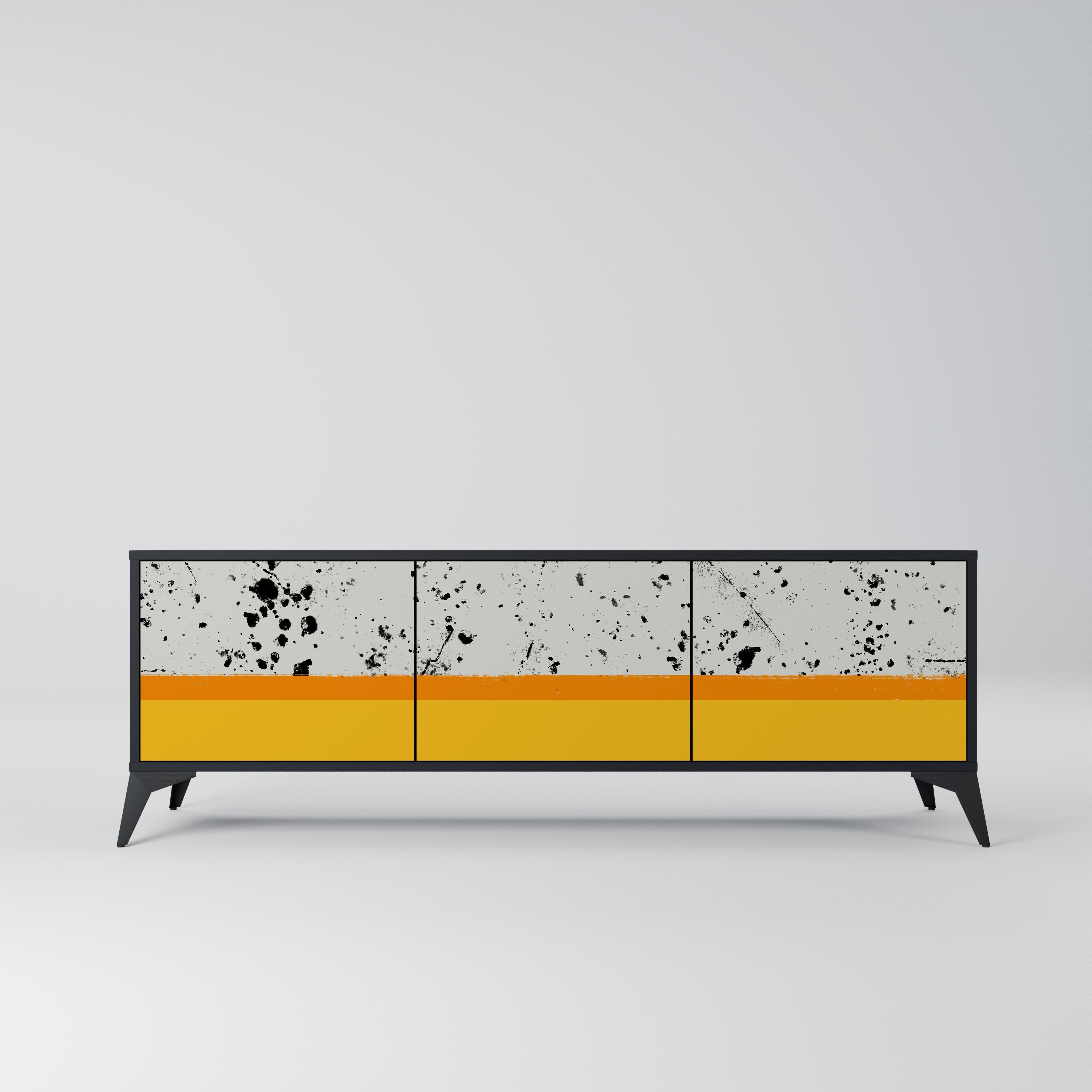 DYED BY ORANGE Móvel de TV com 3 Portas em Acabamento Preto