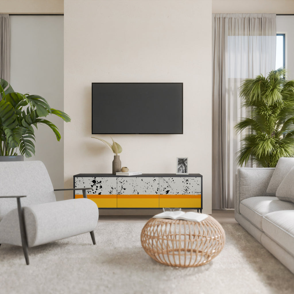 DYED BY ORANGE Móvel de TV com 3 Portas em Acabamento Preto