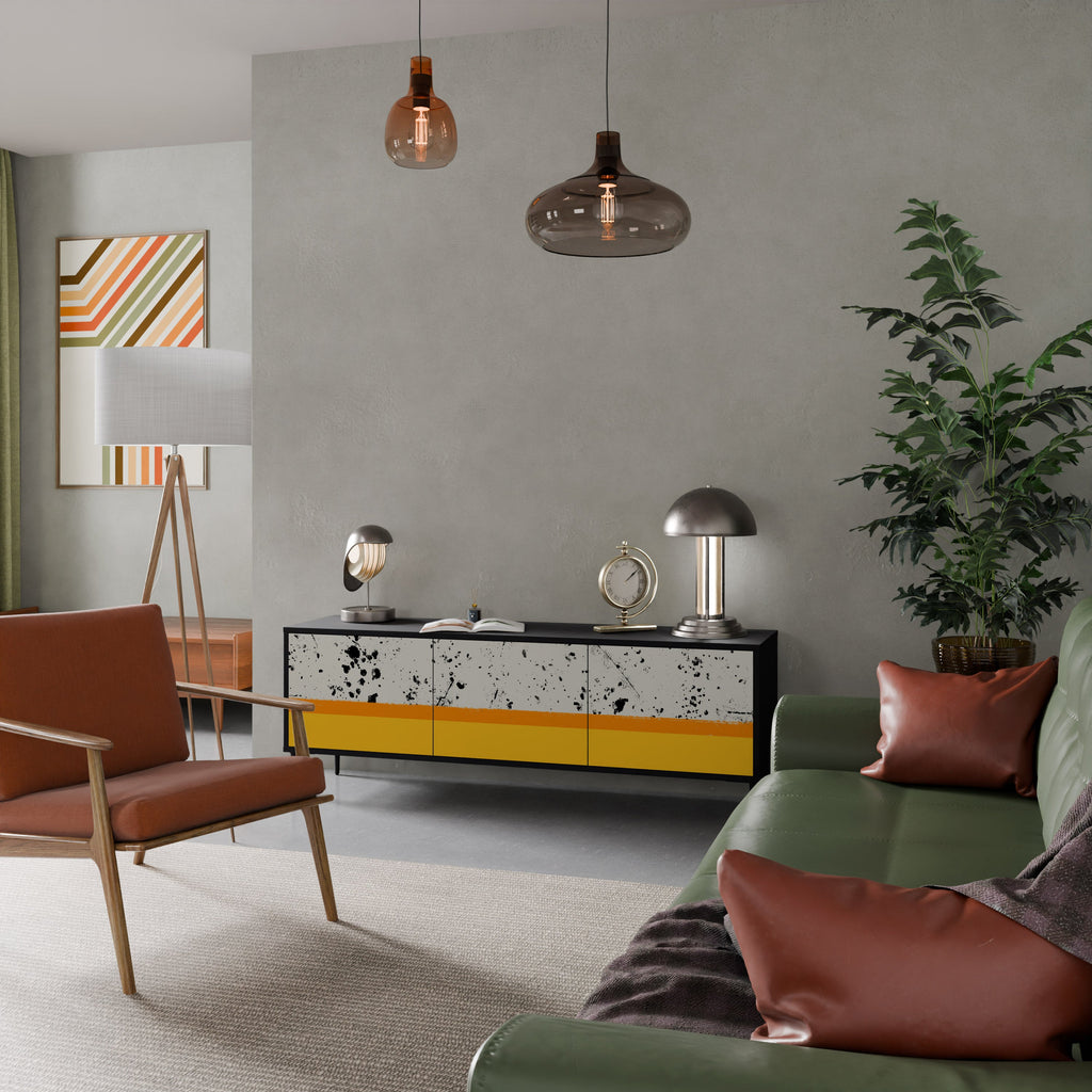 DYED BY ORANGE Móvel de TV com 3 Portas em Acabamento Preto