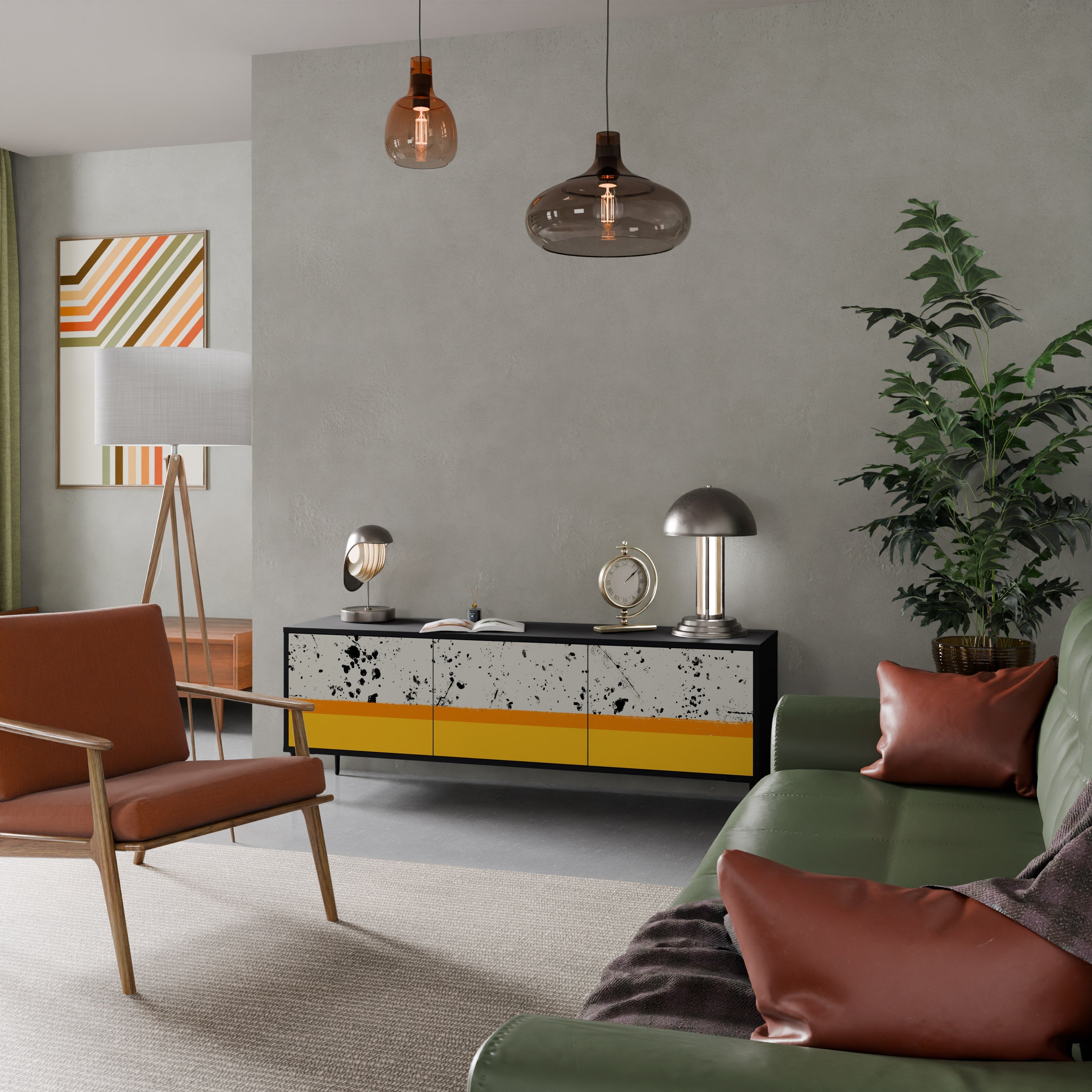 DYED BY ORANGE Móvel de TV com 3 Portas em Acabamento Preto