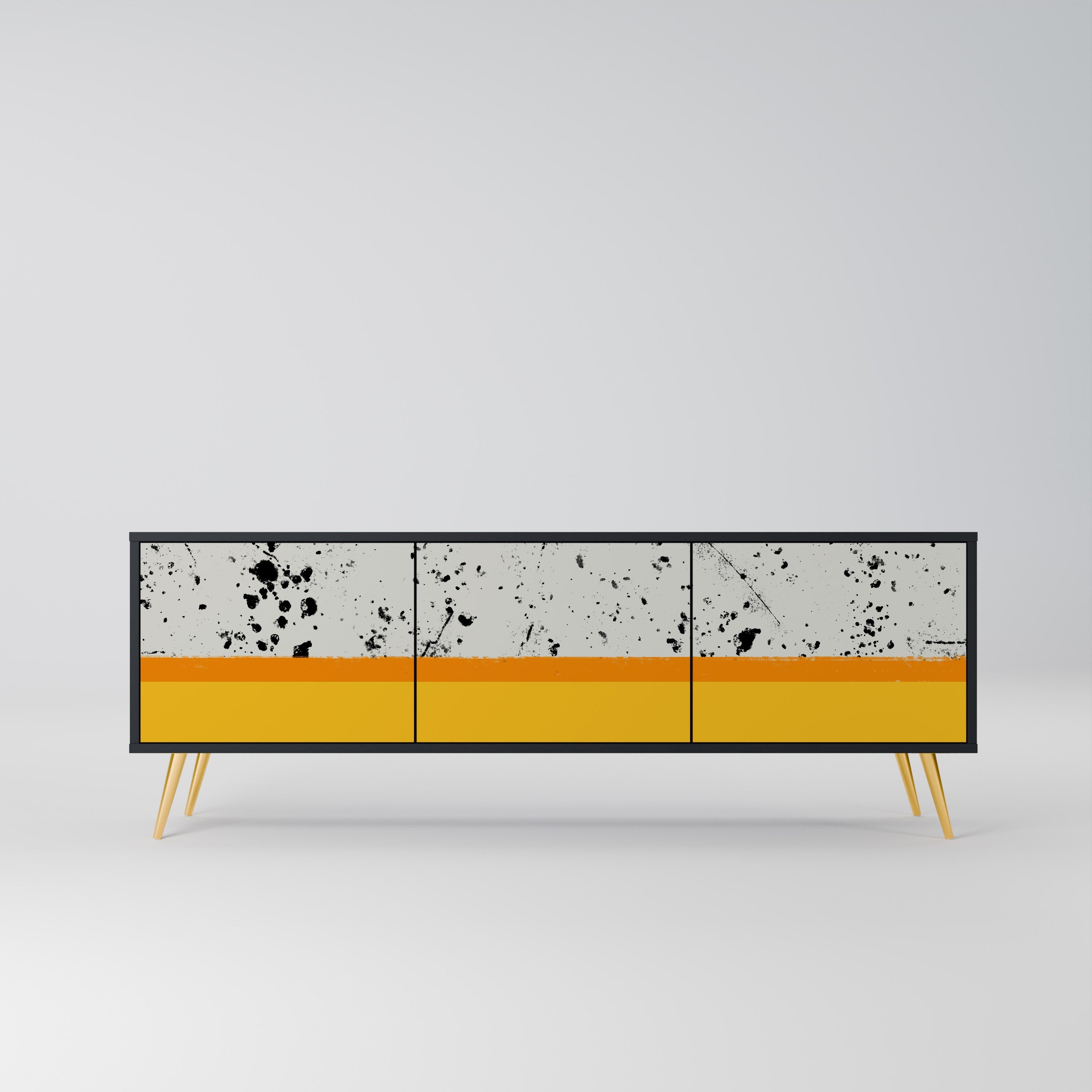 DYED BY ORANGE Móvel de TV com 3 Portas em Acabamento Preto