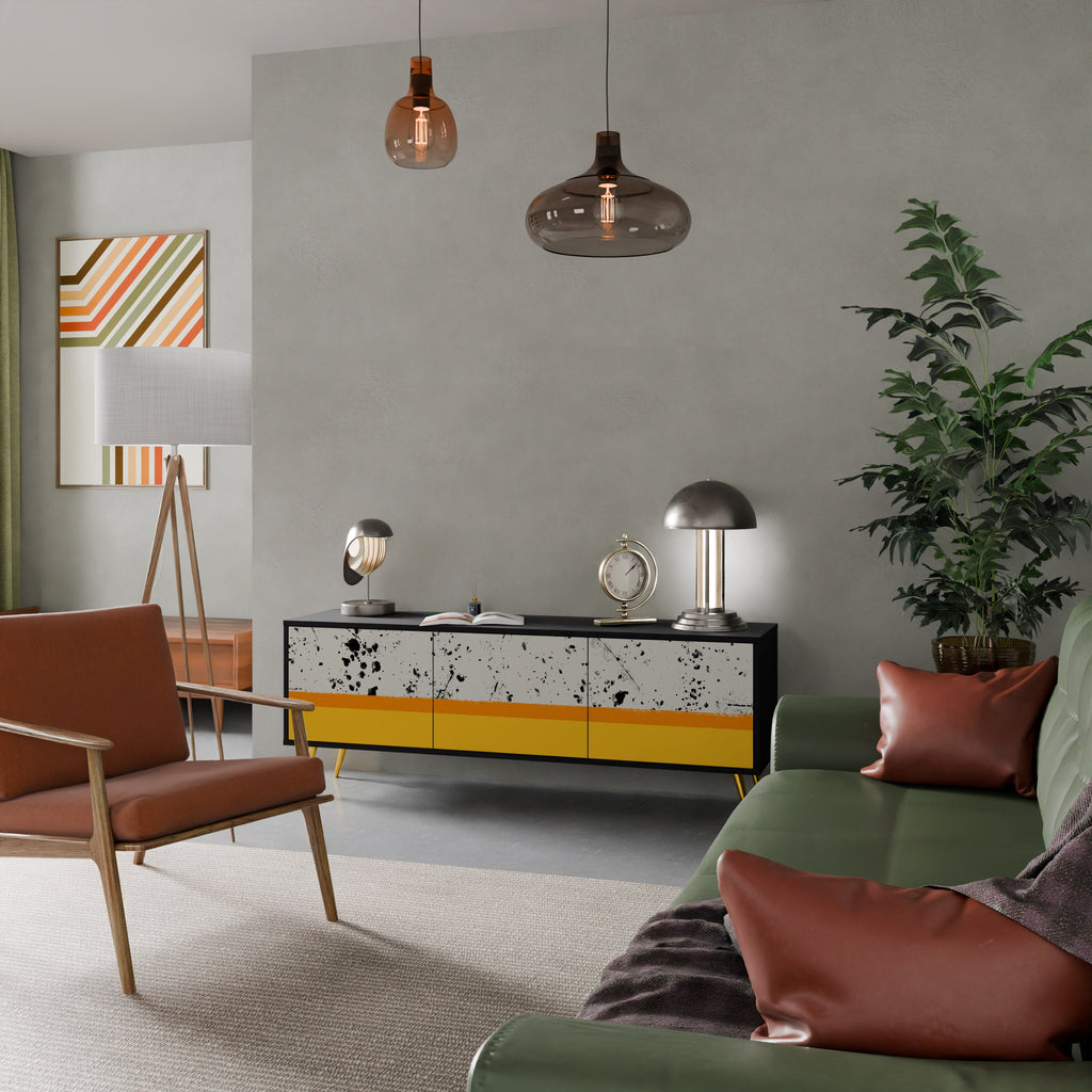 DYED BY ORANGE Móvel de TV com 3 Portas em Acabamento Preto